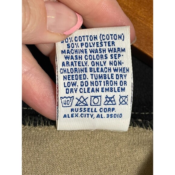 Vintage Russell Athletic USA Made Quarter Zip Sweatshirt XL Tan Black 90s Y2K - Picture 5 of 12